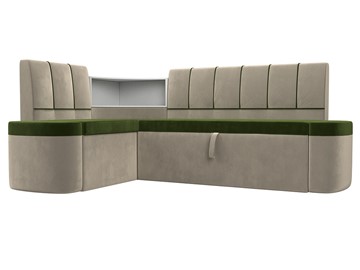 Раскладной кухонный диван Тефида, Зеленый\Бежевый (Микровельвет) в Благовещенске