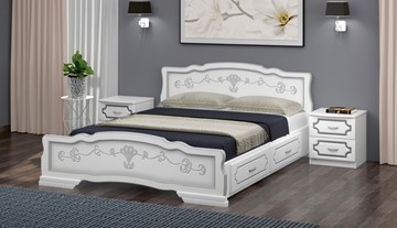 Кровать с выкатными ящиками Карина-6 (Белый Жемчуг) 140х200 в Благовещенске
