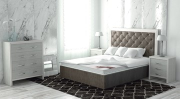 Двуспальная кровать с механизмом Сарма Манхэттен 160х200 (с коробом), высота спинки - 140 см в Благовещенске