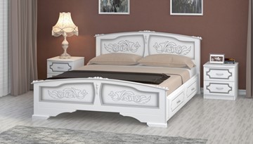 Кровать с выкатными ящиками Елена (Белый Жемчуг) 160х200 в Благовещенске