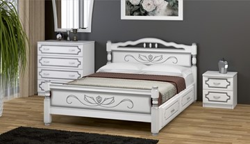 Кровать с выкатными ящиками Карина-5 (Белый Жемчуг) 160х200 в Благовещенске