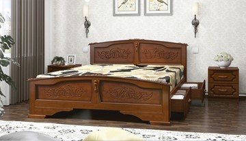 Кровать с выкатными ящиками Елена (Орех) 140х200 в Благовещенске