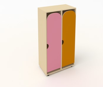 Детский двухдверный шкаф ШГ2 Беж+Оранжевый+Розовый в Благовещенске