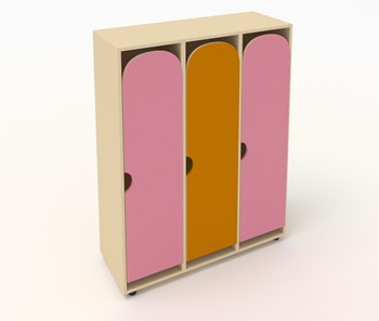 Распашной детский шкаф ШГ3 Беж+Розовый+Оранжевый в Благовещенске