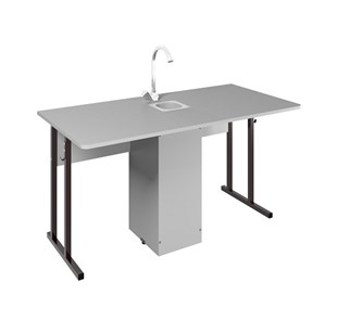 Детский стол 2-местный для кабинета химии Стандарт 5, Пластик Серый/Коричневый в Благовещенске
