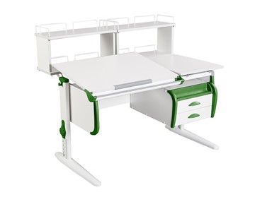 Детский стол-трансформер 1/75-40 (СУТ.25) + Polka_zz 1/600 (2 шт.) + Tumba 3  белый/белый/Зеленый в Благовещенске