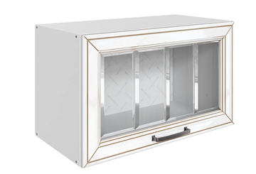 Кухонный шкаф Атланта L600 Н360 (1 дв. рам.) эмаль (белый/белый глянец патина золото) в Благовещенске