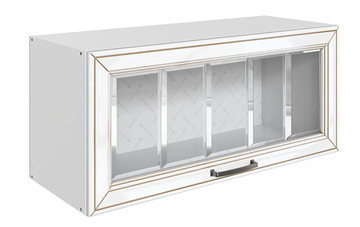 Шкаф на кухню Атланта L800 Н360 (1 дв. рам.) эмаль (белый/белый глянец патина золото) в Благовещенске
