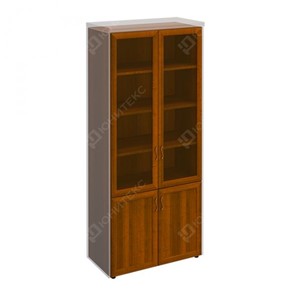 Шкаф для документов со стеклянными дверьми в рамке Мастер, темный орех (90х45х208) МТ 379 в Благовещенске