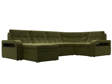 П-образный диван Лига-035, Зеленый (Микровельвет) в Благовещенске