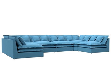 П-образный диван Лига-040, Амур голубой (рогожка) в Благовещенске
