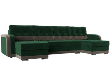 П-образный диван Марсель, Зеленый\Коричневый (велюр) в Благовещенске