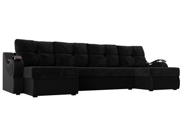 П-образный диван Меркурий П, Черный\Черный (Велюр\Экокожа) в Благовещенске
