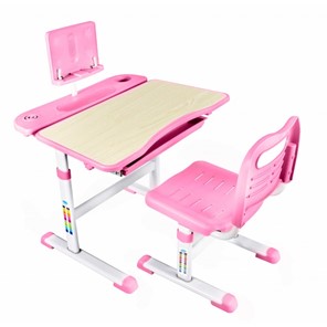 Детский стол-трансформер с подставкой и стулом, Holto SET-17A, Клен+Розовый в Благовещенске