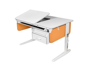 Растущий стол L/70-45 (СУТ.62)  + Tumba 8 белый-оранжевый/белый/белый с лотком в Благовещенске