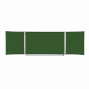 Доска  для мела 3-х элементная 100х150/300 см, 5 рабочих поверхностей, зеленая, BRAUBERG, 231707 в Благовещенске