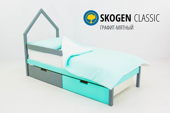 Детская кровать-домик мини Skogen графит-мятный в Благовещенске - изображение