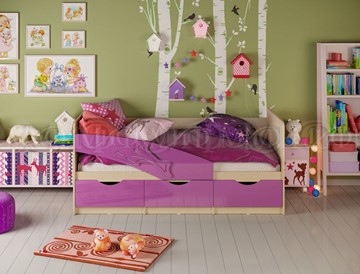 Детская кровать Дельфин, Фиолетовый глянец 80х160 в Благовещенске