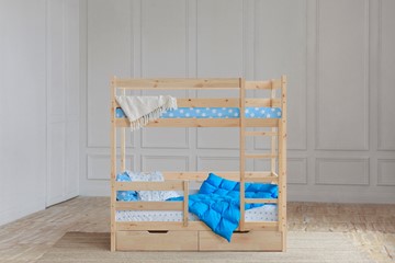 Двухэтажная детская кровать без крыши с ящиками, без покраски в Благовещенске - предосмотр