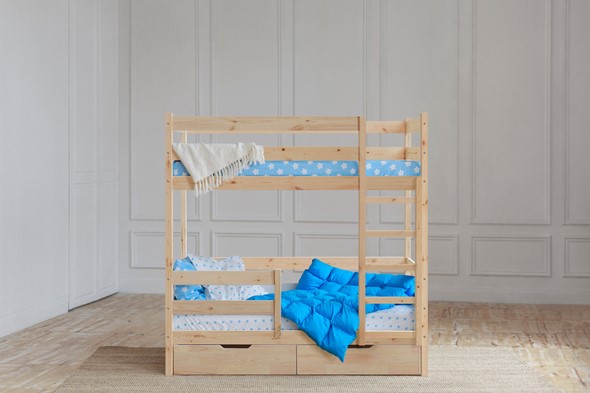 Двухэтажная детская кровать без крыши с ящиками, без покраски в Благовещенске - изображение