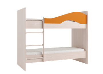 Детская 2-этажная кровать Мая с 2 ящиками на щитах, корпус Млечный дуб, фасад Оранжевый в Благовещенске - предосмотр 2
