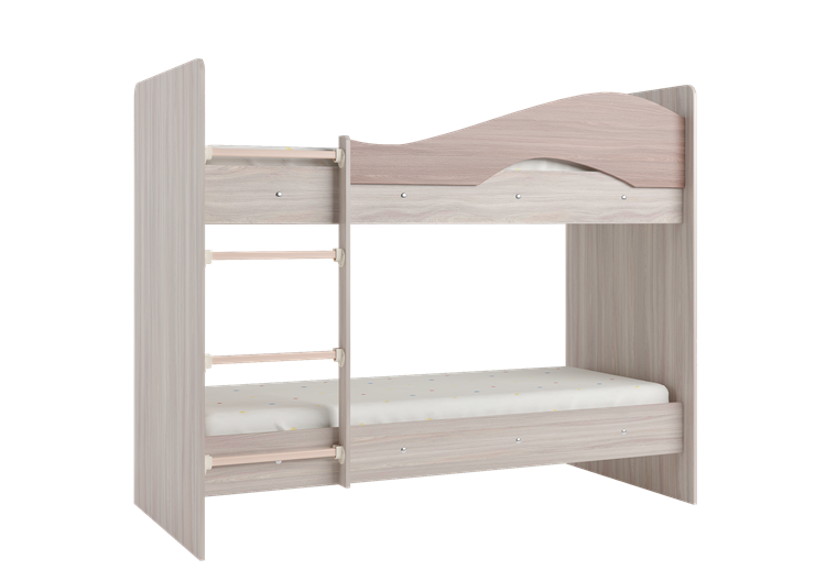 Двухэтажная кровать Мая с 2 ящиками на щитах, корпус Шимо светлый, фасад Шимо темный в Благовещенске - изображение 2
