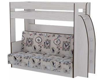 Двухэтажная детская кровать Омега-17 с диваном (Ясень анкор) в Благовещенске
