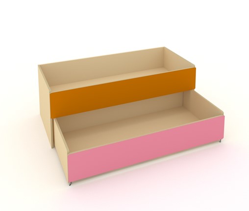 Кровать для детей 2-х уровневая КД-2, Беж + Оранжевый + Розовый в Благовещенске - изображение