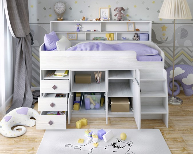 Кровать-чердак детская Малыш-5, цвет Винтерберг в Благовещенске - изображение 3