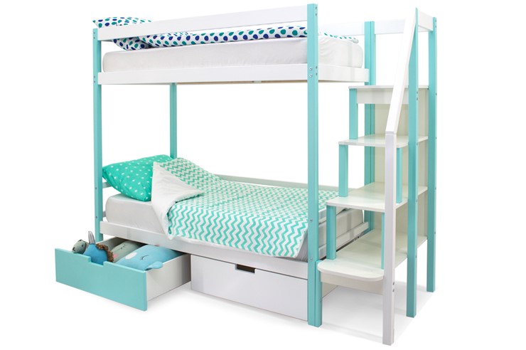 Детская двухэтажная кровать Svogen мятный-белый в Благовещенске - изображение 5