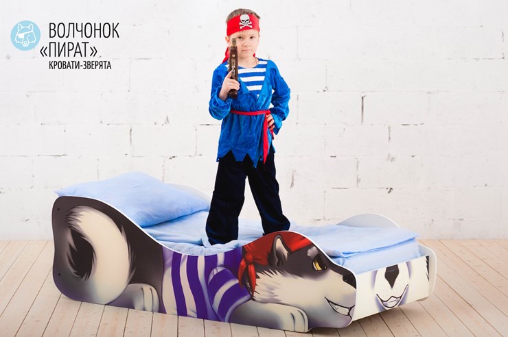 Детская кровать-зверенок Волчонок-Пират в Благовещенске - изображение 1