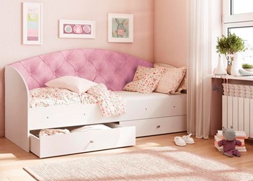 Кровать детская Эльза без бортика, Розовый (латы) в Благовещенске