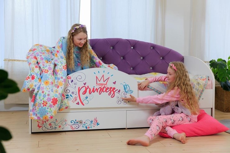 Детская кровать Эльза с бортиком, Фиолетовый (латы) в Благовещенске - изображение 4