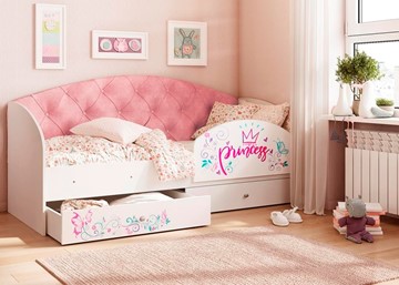 Детская кровать Эльза с бортиком, Розовый (латы) в Благовещенске