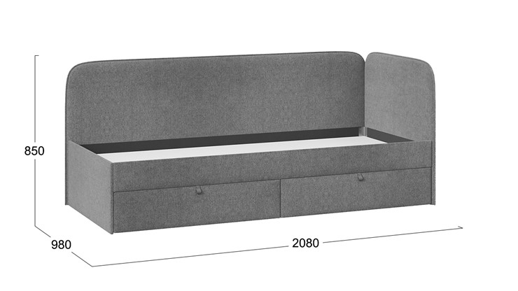 Подростковая кровать Молли тип 1 (90), Микровелюр Scandi Graphite 22 в Благовещенске - изображение 3
