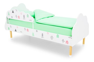 Детская кровать Stumpa Облако "Домики розовый, бирюзовый" в Благовещенске
