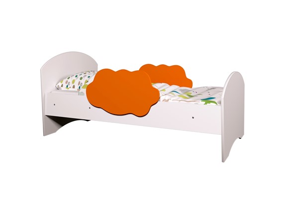 Кровать с бортиками Тучка, корпус Белый, фасад Оранжевый в Благовещенске - изображение