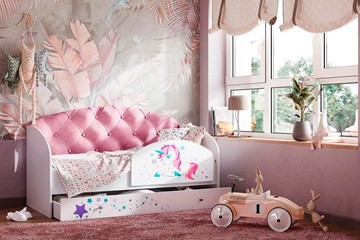 Кровать детская односпальная Звездочка с бортиком, Розовый в Благовещенске