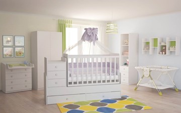 Кровать для новорожденных с комодом POLINI Kids Simple 1100 Белый в Благовещенске - предосмотр 4