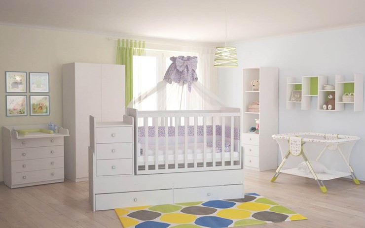 Кровать для новорожденных с комодом POLINI Kids Simple 1100 Белый в Благовещенске - изображение 4