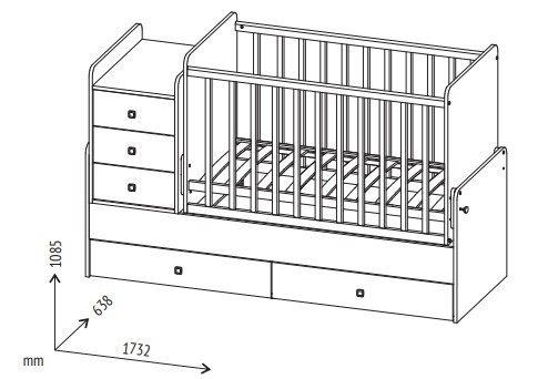 Кровать для новорожденных с комодом POLINI Kids Simple 1100 Белый в Благовещенске - изображение 7
