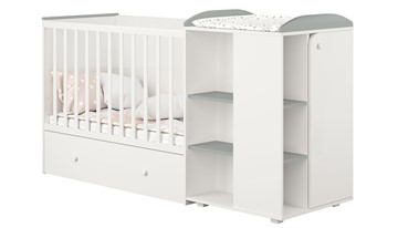 Детская кровать с комодом POLINI Kids Ameli 800 Белый / Серый, серия AMELI в Благовещенске - предосмотр 1