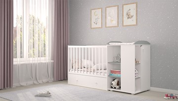 Детская кровать с комодом POLINI Kids Ameli 800 Белый / Серый, серия AMELI в Благовещенске - предосмотр 2