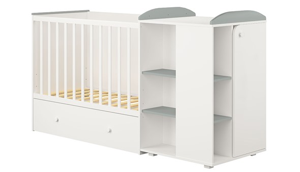 Детская кровать с комодом POLINI Kids Ameli 800 Белый / Серый, серия AMELI в Благовещенске - изображение