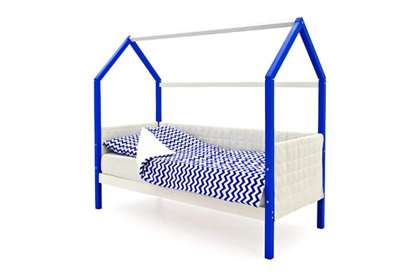 Кровать-домик «Svogen сине-белый» мягкая в Благовещенске - изображение