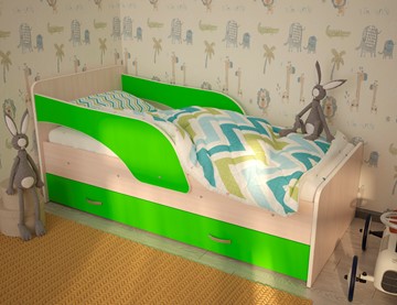Детская кровать Максимка, корпус Млечный дуб, фасад Салатовый в Благовещенске