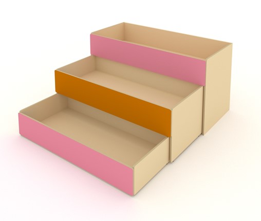 Кровать для детей 3-х уровневая КД-3, Беж + Розовый + Оранжевый в Благовещенске - изображение