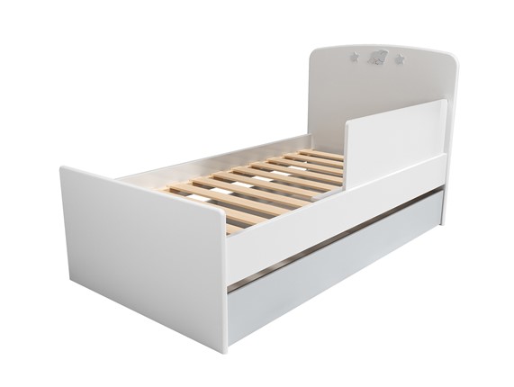 Кровать в детскую с ящиком и ограничителем НМ 041.07 «Лилу/Слоники» в Благовещенске - изображение