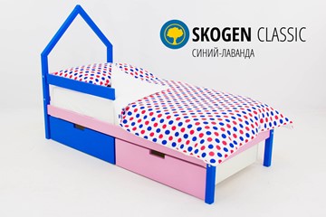 Кровать-домик детская мини Skogen синий-лаванда в Благовещенске