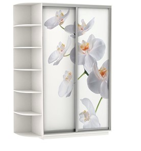 Шкаф 2-створчатый Хит, 1500x600x2200, фотопечать, со стеллажом, белая орхидея, белый снег в Благовещенске